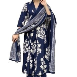 Viscose Anarkali Printed Kurta with Pant & Dupatta